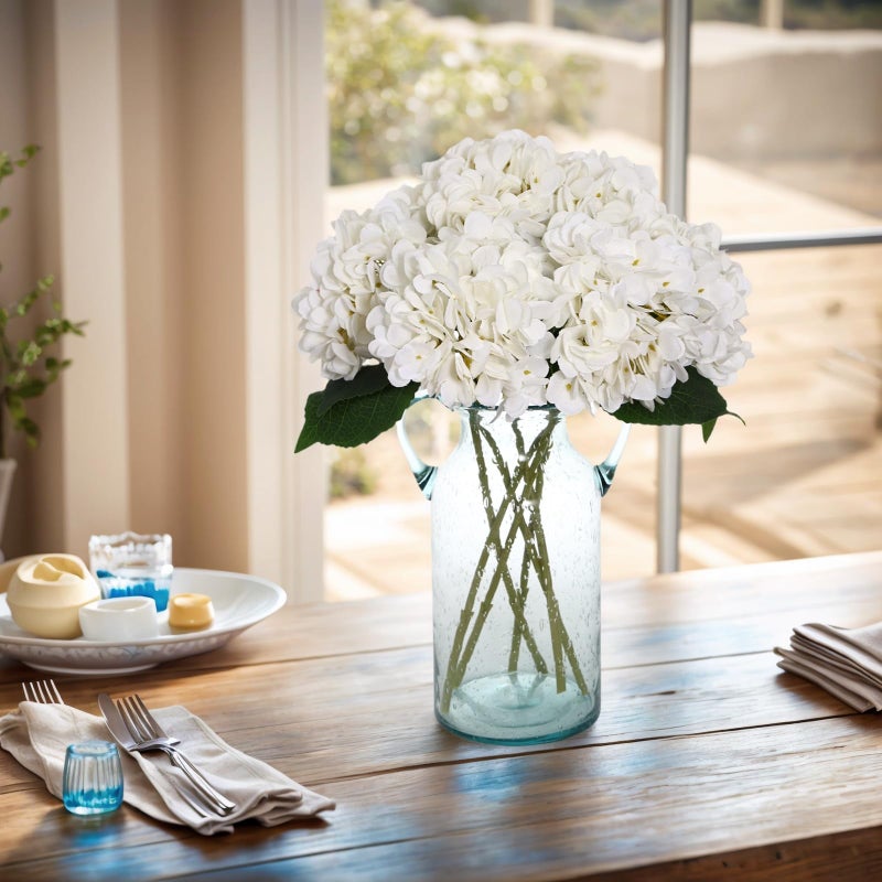 Kimura's Cabin 6pcs Faux White Hydrangeas Fake Flowers Artificial Silk Hydrangea Flower With Stems Bouquets Arrangement for Home Table Centerpieces Wedding Baby Shower Birthday Party Decoration(White) - Image 3